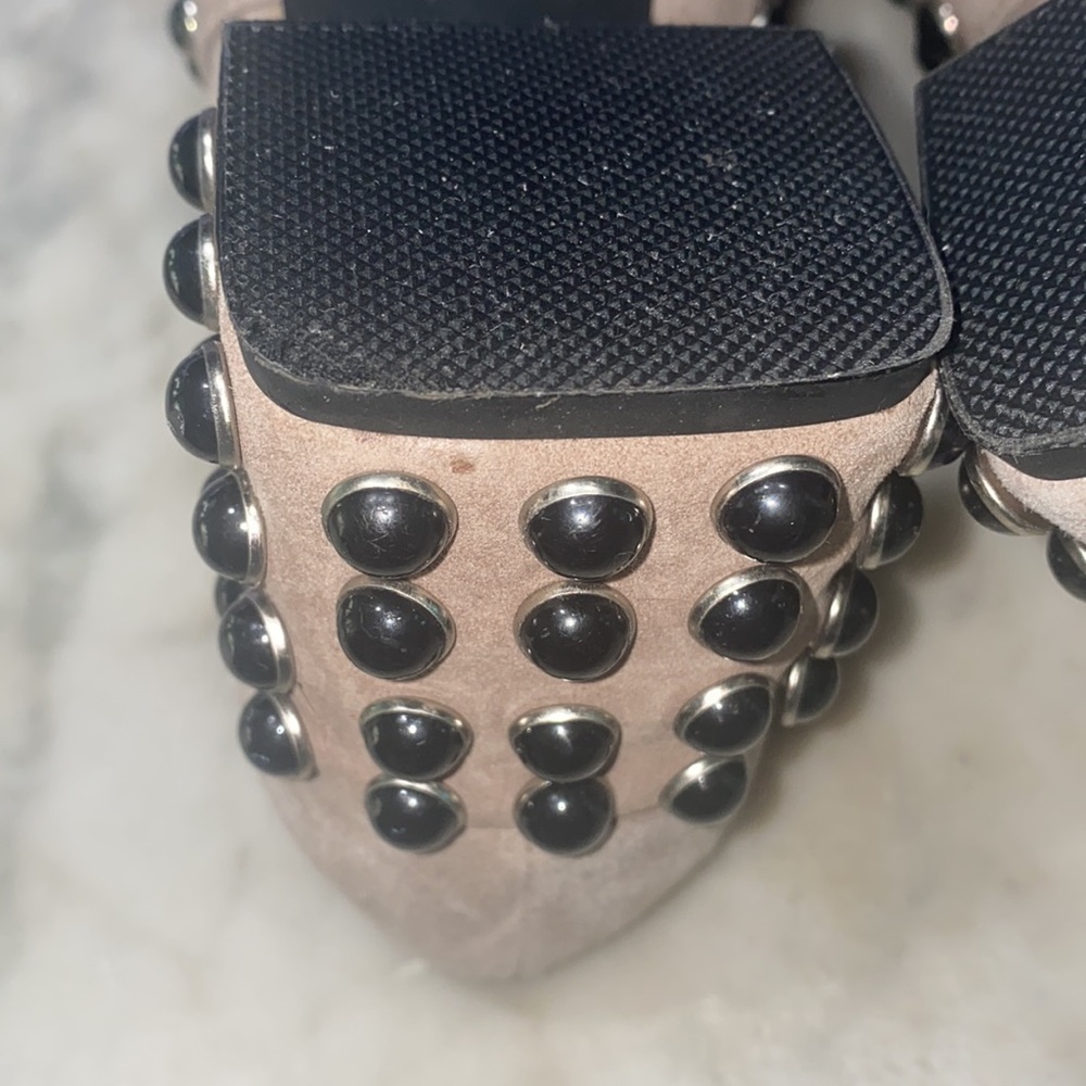 Jeffery Campbell Suede Studded Embellished Chunk Heel Mule - Picture 14 of 16